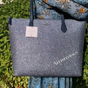 Kate spade large joeley dawn blue glitter bag NWT